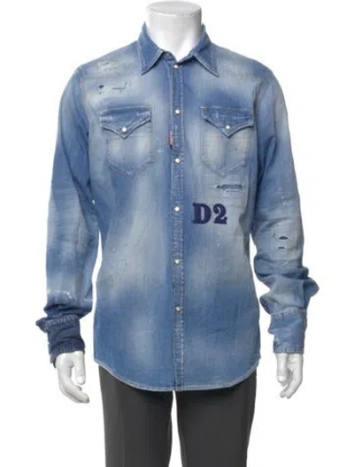 Pre-owned Dsquared2 Long Sleeve Denim Shirt W/ Tags In Blue