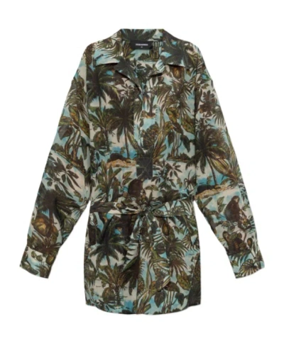 Dsquared2 Long Sleeve Dress In Green