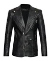 Dsquared2 Single-breasted Leather Blazer In Black