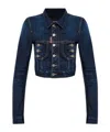 Dsquared2 Blue Denim Crop Jacket With Zip And Buttons In Blue