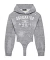 Dsquared2 Distressed-detail Hooded Bodysuit In Gray