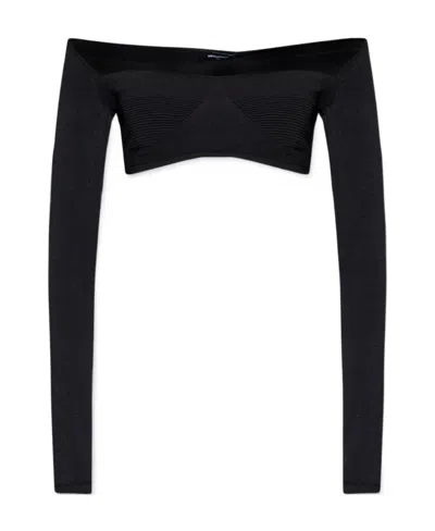 Dsquared2 Long-sleeve Knitted Crop Top In Black