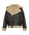 Dsquared2 Long Sleeve Leather Jacket In Brown