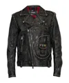 Dsquared2 Stud-embellished Leather Biker Jacket In Black