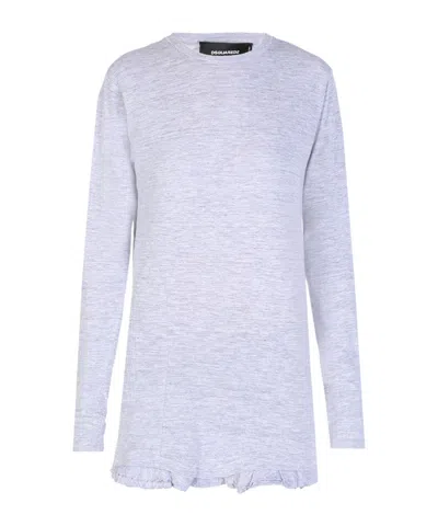Dsquared2 Long Sleeve Round Neck T-shirt In White