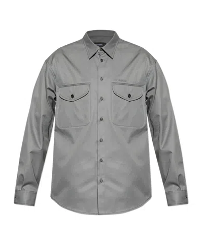 Dsquared2 Double-pocket Cotton Shirt In Gray