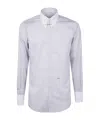 Dsquared2 Cotton Shirt With Striped Pattern And Button-down Collar In Gray