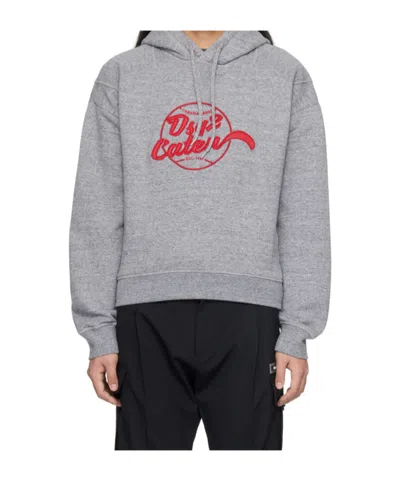 Dsquared2 Gray Embroidered Hoodie In 860m Grey Melange