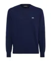 Dsquared2 Ribbed Crewneck Sweater With Cuffs And Hem In Blue
