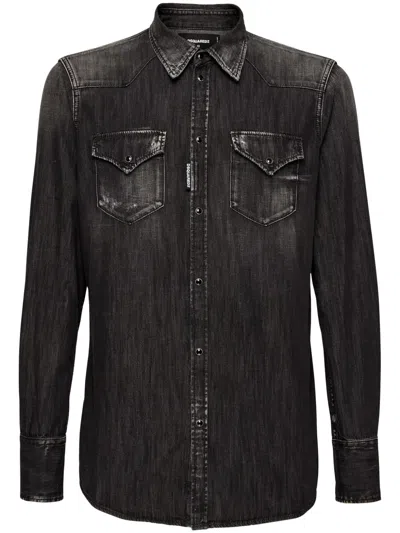 Dsquared2 Western Shirt Featuring Front Pockets In Black