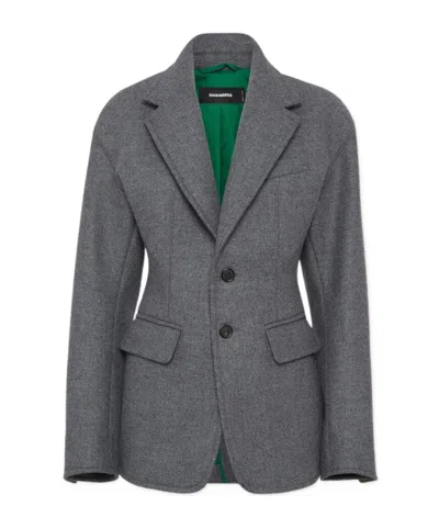 Dsquared2 Long Sleeve Wool Blazer In Gray
