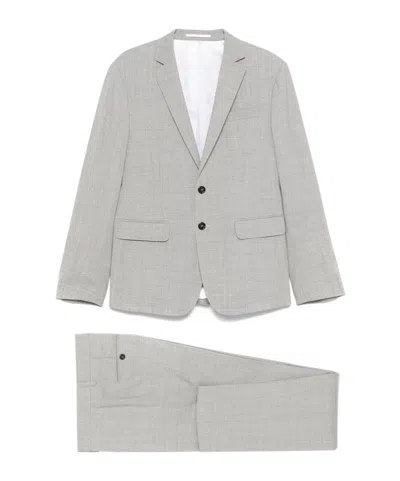 Dsquared2 Long-sleeved Blazer And Belt-loop Trouser Set In Gray