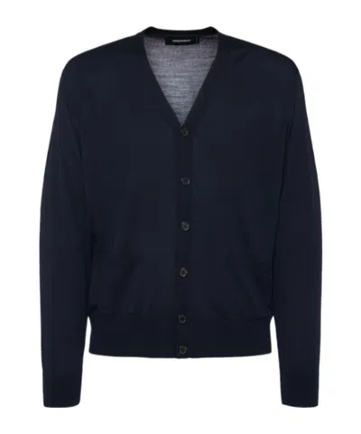 Dsquared2 Long-sleeved Cardigan In Blue