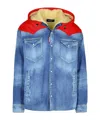 Dsquared2 Hooded Denim Jacket Zip Pockets In Blue