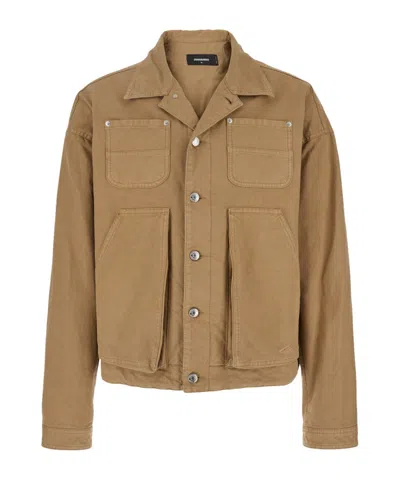 Dsquared2 Long-sleeved Casual Jacket In Brown