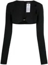 Dsquared2 Cropped Open Front Long Sleeve Top In Black