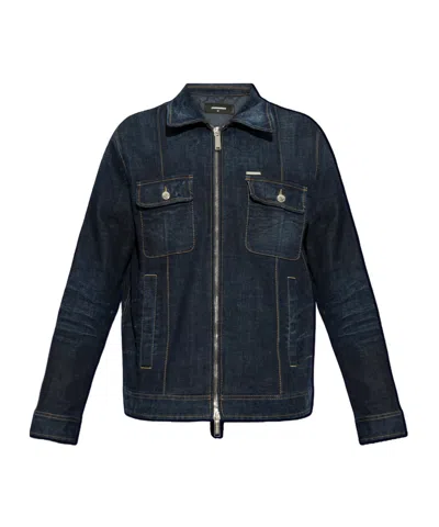 Dsquared2 Long-sleeved Denim Coat In Black