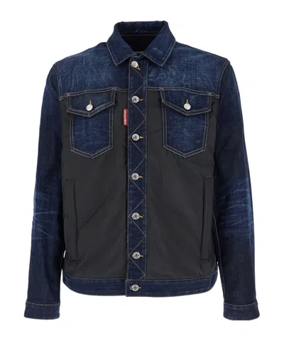 DSQUARED2 DSQUARED2 TWO-TONED BUTTON-UP DENIM JACKET