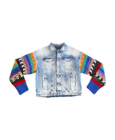 Dsquared2 Long-sleeved Denim Coat In Multicolor