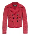 Dsquared2 Double Breasted Denim Jacket In Red