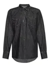 Dsquared2 Button-down Black Shirt With Textured Fabric In Black