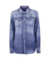Dsquared2 Denim Shirt With Chest Pockets In Multi