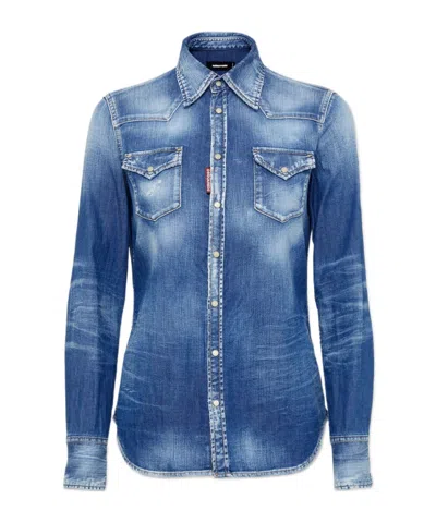 DSQUARED2 DSQUARED2 LIGHT WASH CLASSIC WESTERN SHIRT