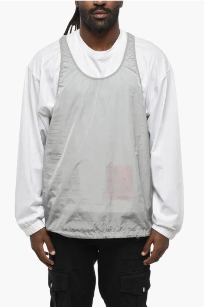 Dsquared2 Long Sleeved Dominate Crew-neck T-shirt With Removable Nylon In Gray
