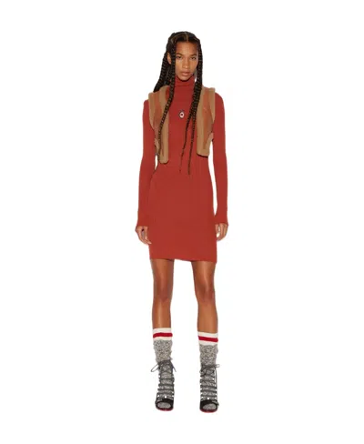 Dsquared2 Long Sleeved Dress In Red
