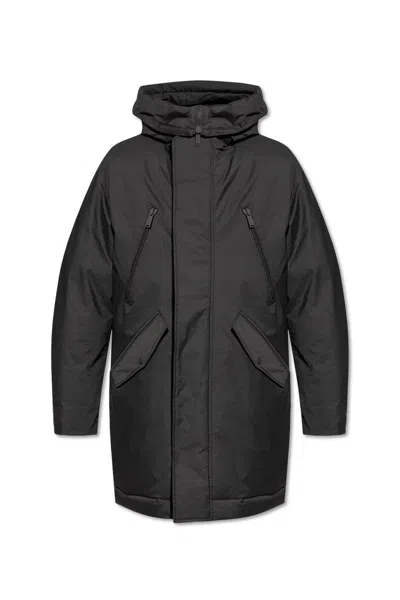 Dsquared2 Long-sleeved Hooded Coat In Black