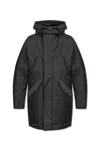 Dsquared2 Black Techno Down Polyester Parka With Hood In Black
