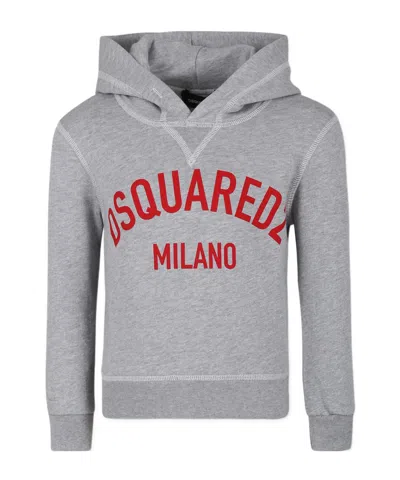 Dsquared2 Long-sleeved Hooded Hoodie In Gray
