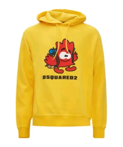 Dsquared2 Long-sleeved Hooded Hoodie In Yellow