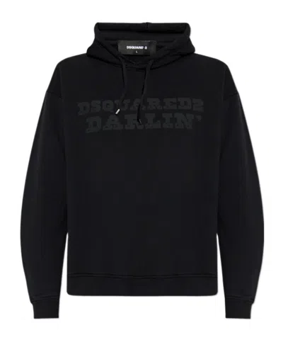 Dsquared2 Long-sleeved Hooded Sweatshirt In Black