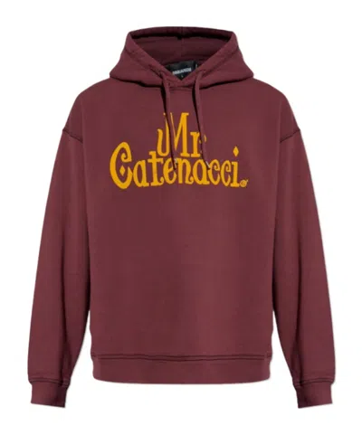 Dsquared2 Long-sleeved Hooded Sweatshirt In Burgundy