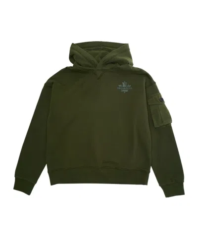 Dsquared2 Long-sleeved Hooded Sweatshirt In Green