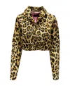 Dsquared2 Leopard Calf Hair Cropped Jacket Women In Black