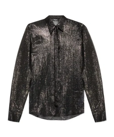Dsquared2 Long-sleeved Lapel Shirt In Black