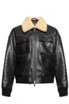 Dsquared2 Long-sleeved Leather Jacket In Black