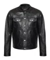 Dsquared2 Long-sleeved Leather Jacket In Black