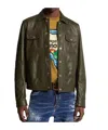 Dsquared2 Long-sleeved Leather Jacket In Black