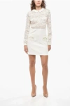 Dsquared2 Long Sleeved Mini Dress With Lace Details In White