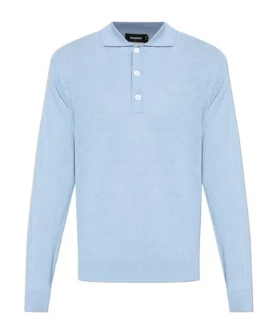 Dsquared2 Long-sleeved Polo Shirt In Multi