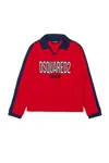 Dsquared2 Long-sleeved Polo Shirt With  Patch In Red