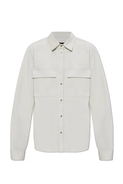 Dsquared2 Long Sleeved Press-stud Shirt In Grey