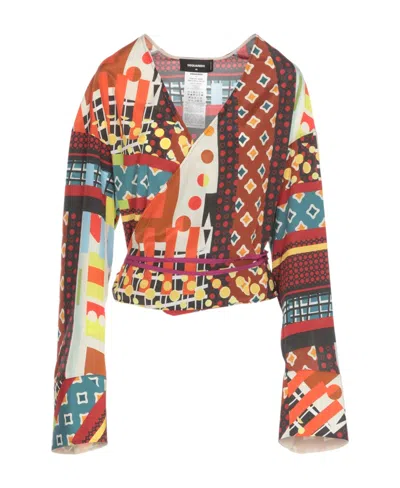Dsquared2 Abstract Wrap Blouse In Multi