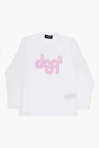 Dsquared2 Long Sleeved Renny Fit Crew-neck T-shirt In White