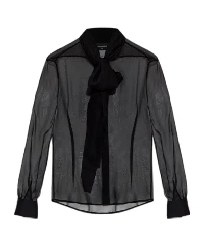 DSQUARED2 DSQUARED2 CHIFFON PUSSY BOW SHIRT