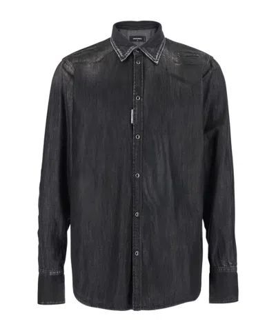 Dsquared2 Long-sleeved Shirt In Black