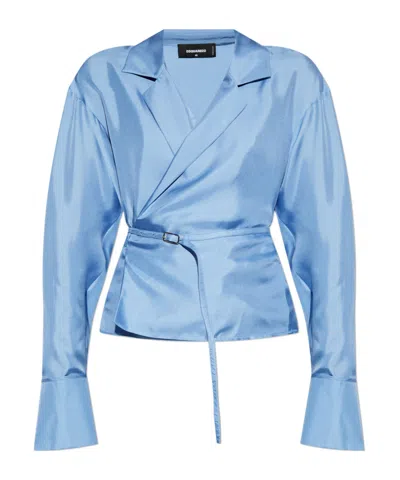 Dsquared2 Silk Blouse In Blue